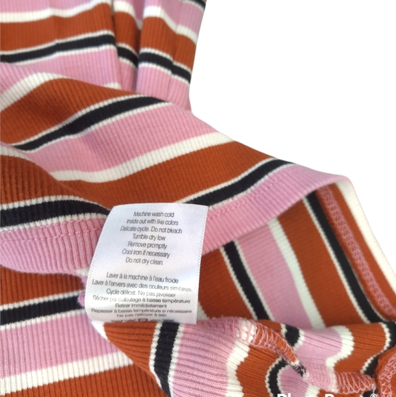 Veronica Beard Nikkie Striped Mock Neck T-shirt in Pink Multi Large - Picture 9 of 12